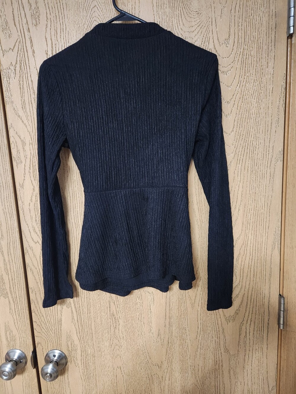 Black Ribbed Wrap-Style Two-Piece Set - Picture 6 of 6